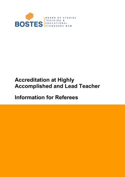 Accreditation at Highly Accomplished and Lead Teacher