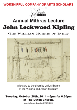 John Lockwood Kipling - The Worshipful Company of Arts Scholars