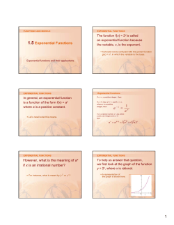 1.5 Exponential Functions 1 a a = However, what is the meaning of