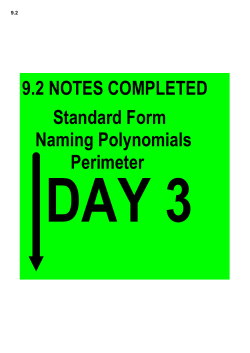 9.2 Standard form of a polynomial and Perimeter