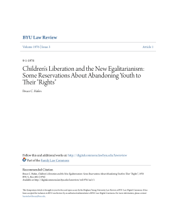 Children`s Liberation and the New Egalitarianism