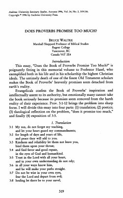 DOES PROVERBS PROMISE TOO MUCH?