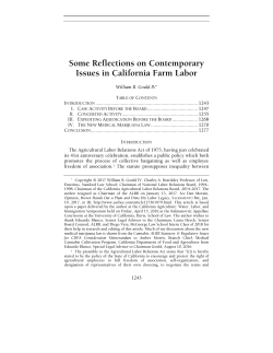 Some Reflections on Contemporary Issues in California Farm Labor