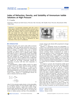 Index of Refraction, Density, and Solubility of Ammonium Iodide