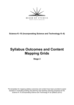 Syllabus Outcomes and Content Mapping Grids