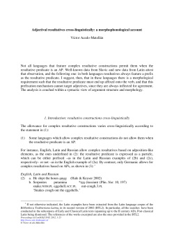 Adjectival resultatives cross-linguistically: a morphophonological
