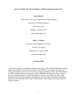 1 Agency Problems, the 17th Amendment, and Representation in
