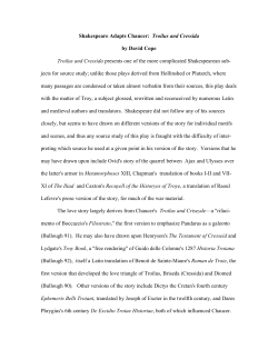 Shakespeare Adapts Chaucer: Troilus and Cressida by David Cope