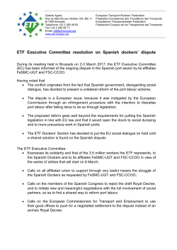 ETF Executive Committee resolution on Spanish dockers` dispute