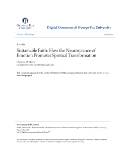 Sustainable Faith: How the Neuroscience of Emotion Promotes
