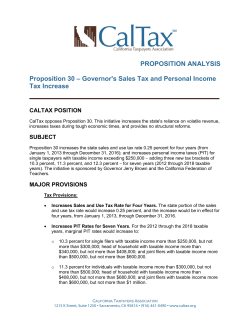 PROPOSITION ANALYSIS Proposition 30 – Governor`s Sales Tax