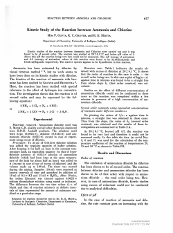 Kinetic Study of the Reaction between Ammonia and Chlorine