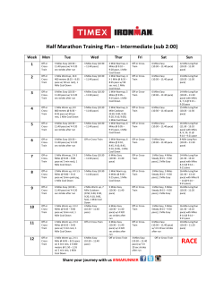 Half Marathon Training Plan &ndash; Intermediate (sub 2:00)