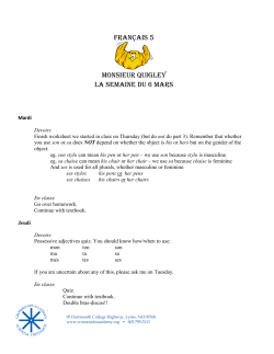 Français 5 Monsieur Quigley La Semaine Du 6 Mars