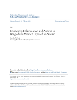 Iron Status, Inflammation and Anemia in Bangladeshi Women