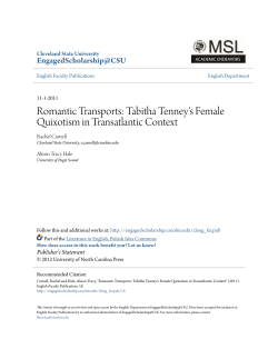 Tabitha Tenney`s Female Quixotism in Transatlantic Context