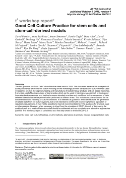 t workshop report* Good Cell Culture Practice for stem cells