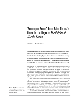 &ldquo;stone upon stone&rdquo;: From Pablo neruda`s House in isla negra to The