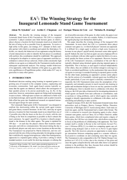 EA : The Winning Strategy for the Inaugural Lemonade Stand Game