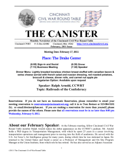 THE CANISTER - Cincinnati Civil War Round Table