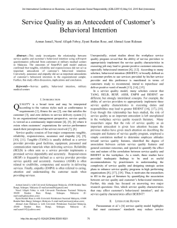 Service Quality as an Antecedent of Customer`s Behavioral