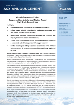 Copper and Iron Metallurgical Studies