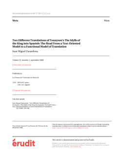 Two Different Translations of Tennyson`s The Idylls of the
