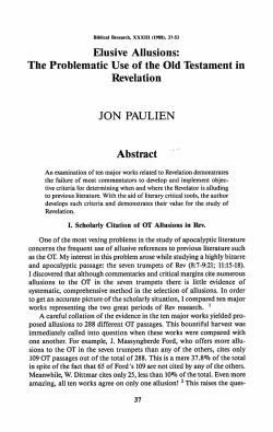 Elusive Allusions: The Problematic Use of the Old Testament in