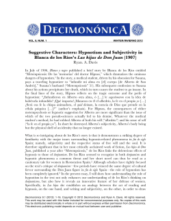 Hypnotism and Subjectivity in Blanca de los R&iacute;os`s