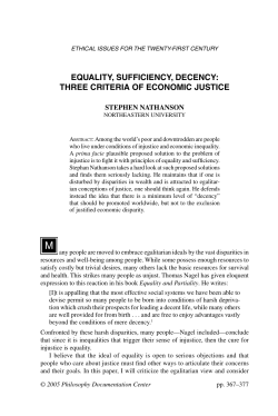 equality, sufficiency, decency: three criteria of economic justice