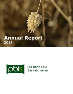 2013 Annual Report - Pro Bono Law Saskatchewan