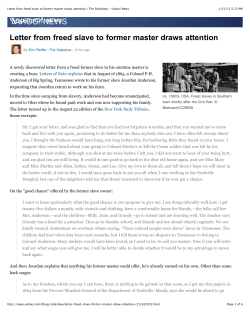 Letter from freed slave to former master draws attention