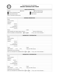 award nomination form - The Society for In Vitro Biology