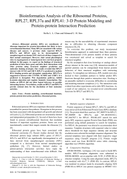 Bioinformatics Analysis of the Ribosomal Proteins, RPL27, RPL37a