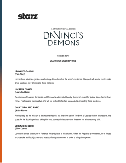 Character Descriptions &ndash; Da Vinci`s Demons 2