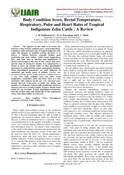 Body Condition Score, Rectal Temperature, Respiratory, Pulse and