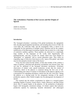 The Articulatory Function of the Larynx and the Origins of Speech