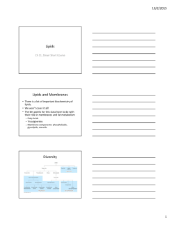 Lipids Lipids and Membranes Diversity