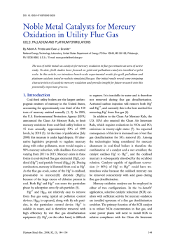 Noble Metal Catalysts for Mercury Oxidation in Utility Flue Gas