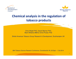 Chemical analysis in the regulation of tobacco products