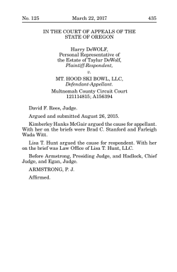 No. 125 March 22, 2017 435 IN THE COURT OF APPEALS OF THE