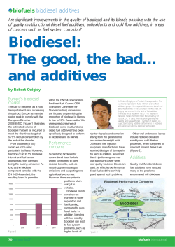 Biodiesel: the Good, the Bad&hellip;and Additives