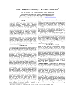 Dialect Analysis and Modeling for Automatic Classification&dagger;