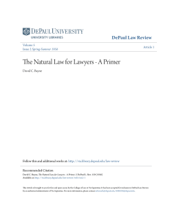 The Natural Law for Lawyers - A Primer