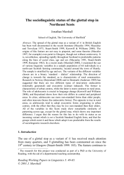 The sociolinguistic status of the glottal stop in Northeast Scots