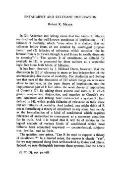 ENTAILMENT AND RELEVANT IMPLICATION In [2