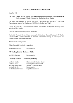 Tender for the Supply and Delivery of Photocopy Paper Produced