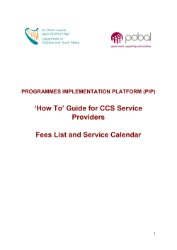 How to Guide -CCS Fee List and Service Calendar