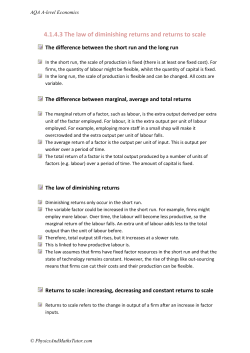 4.1.4.3 The law of diminishing returns and returns to scale