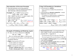 Determination of Electrode Potentials Example: Eo Using Cell